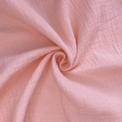 Ткань Муслин Жатый, цвет Нежно-Розовый (на отрез)  в Иваново